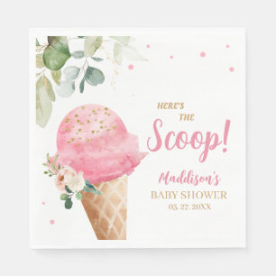 Pink Ice Cream Baby Shower  Napkin