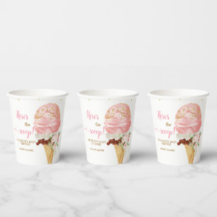 Pink Ice Cream Baby Shower  Paper Cups