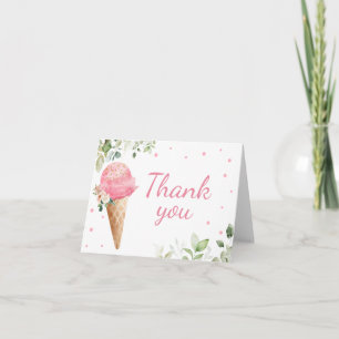 Pink Ice Cream Baby Shower Thank You Card