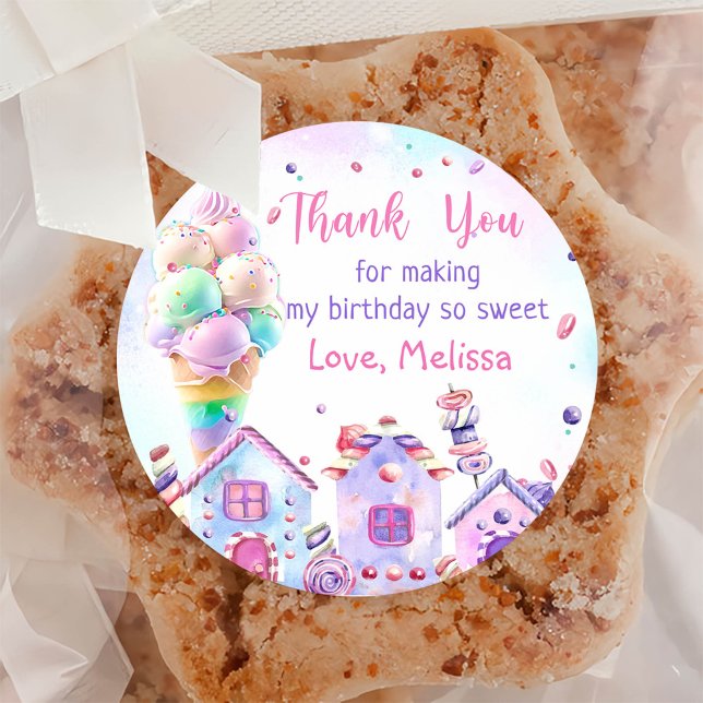 Pink Ice Cream Birthday Classic Round Sticker (Creator Uploaded)