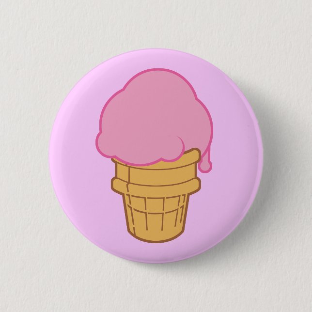 Pink Ice Cream Cone 6 Cm Round Badge (Front)