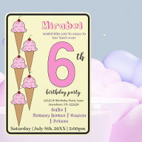Pink Ice Cream Cone 6th Birthday Party Kids
