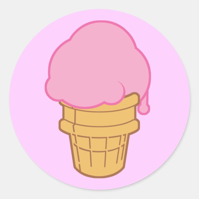 Pink Ice Cream Cone Classic Round Sticker (Front)