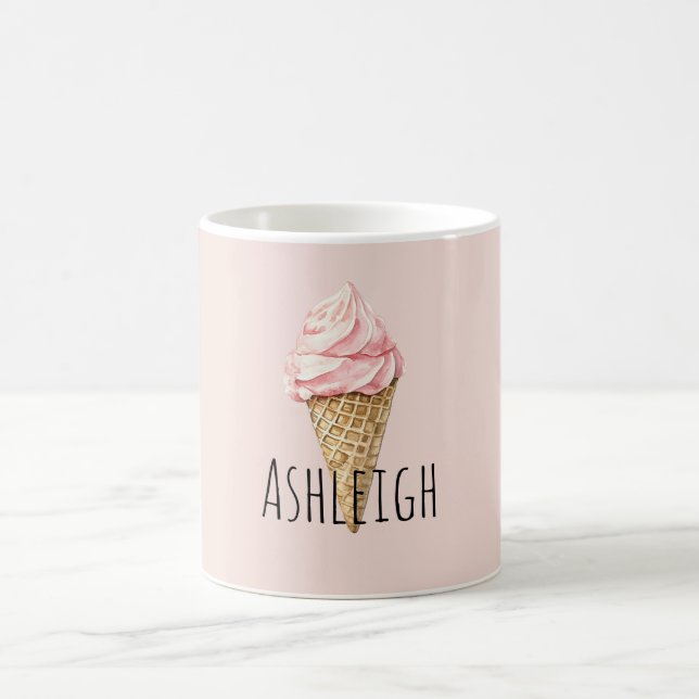 Pink Ice Cream Cone Coffee Mug (Center)