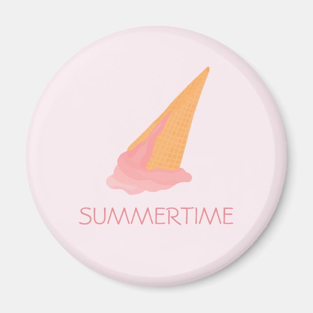 Pink ice cream cone design magnet (Front)