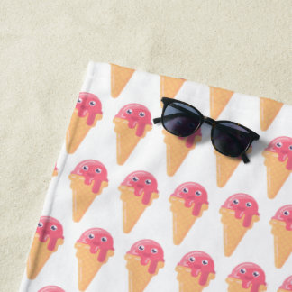 Pink Ice Cream Cone Pattern Cute Beach Towel