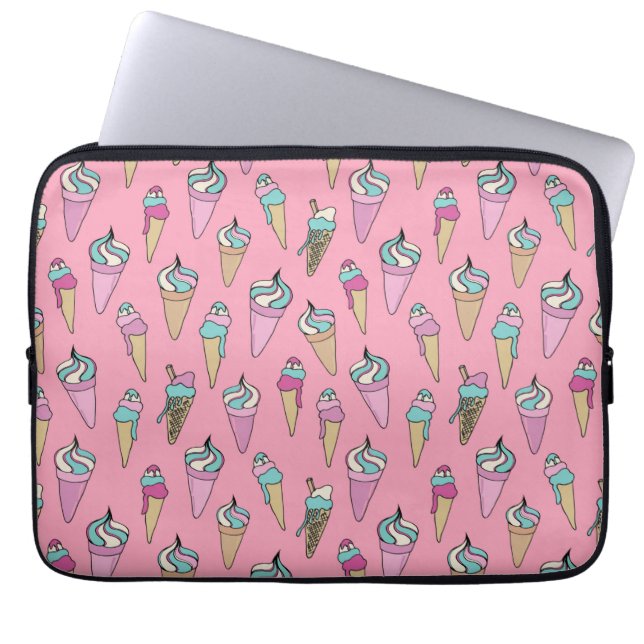 Pink Ice Cream Cone pattern Laptop Sleeve (Front)