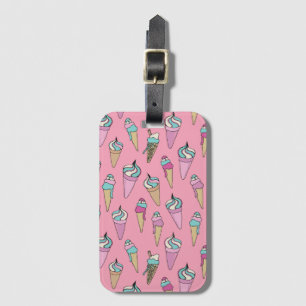 Pink Ice Cream Cone Pattern Luggage Tag