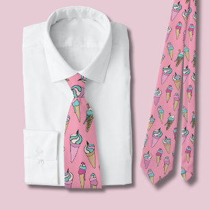 Pink Ice Cream Cone pattern Tie