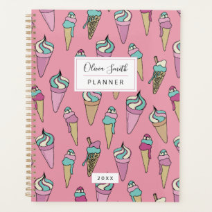 Pink Ice Cream Cone Personalised Planner
