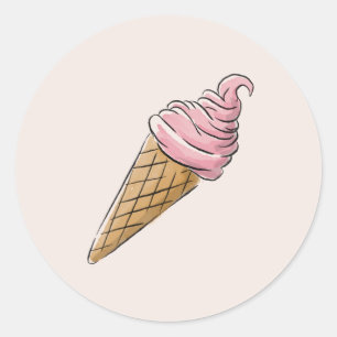 Pink Ice Cream Cone Stickers