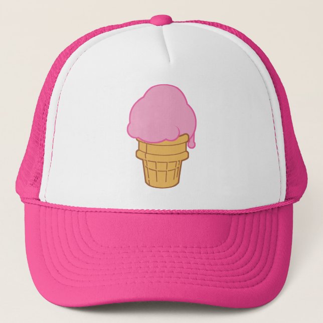 Pink Ice Cream Cone Trucker Hat (Front)