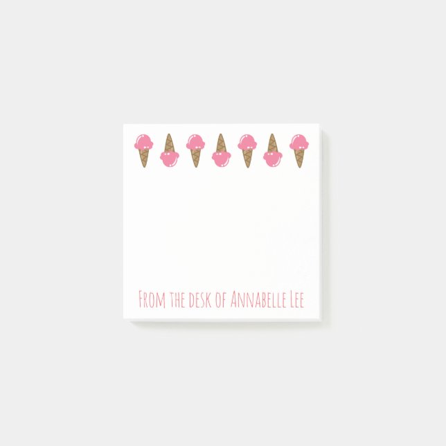 Pink Ice Cream Cones Too Post-it Notes (Front)