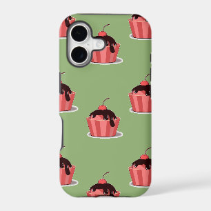 Pink ice cream cups on green