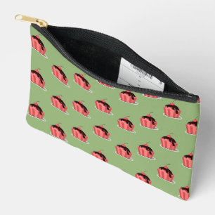 Pink ice cream cups on green accessory pouch