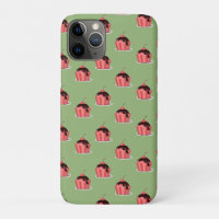 Pink ice cream cups on green