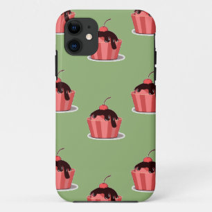 Pink ice cream cups on green Case-Mate iPhone case