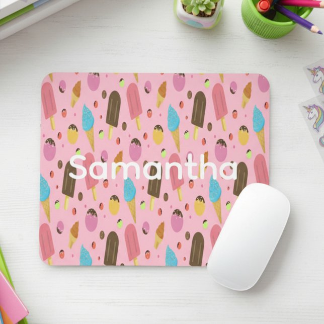 Pink Ice Cream Pattern Custom Mouse Pad (Creator Uploaded)