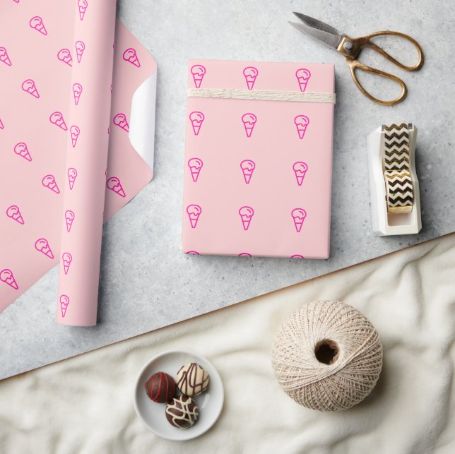 Pink Ice Cream Pattern Wrapping Paper (Crafts)
