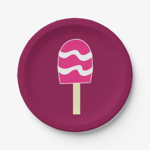 Pink Ice Cream Popsicle Birthday Party Paper Plate