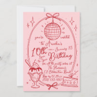 Pink Ice Cream Sundae Girl Birthday Party Invite
