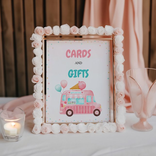 Pink Ice Cream Truck Cards And Gifts Pedestal Sign (Creator Uploaded)
