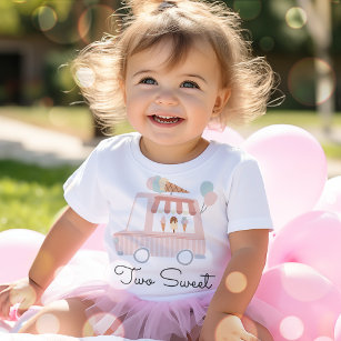 Pink Ice Cream Two Sweet 2nd Birthday Party Outfit Baby T-Shirt