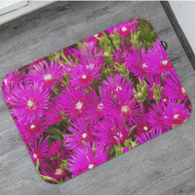 Pink Ice Plant Flowers Floral Bath Mat (In Situ)