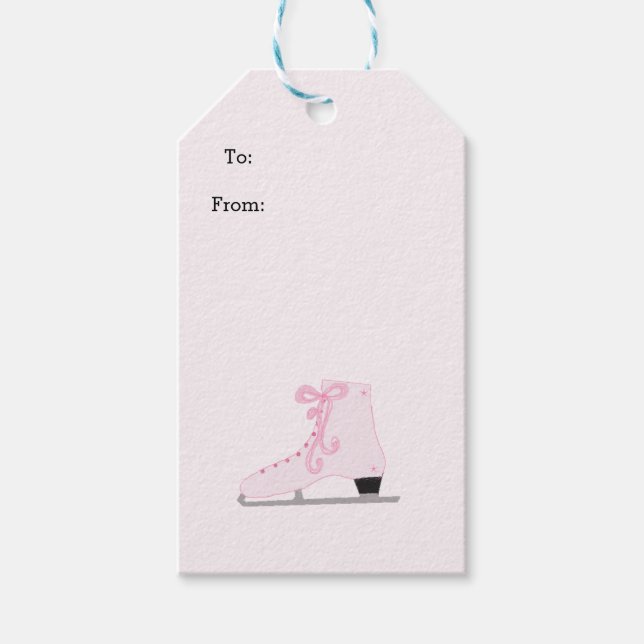 Pink Ice Skates Winter Gift Tags (Front)