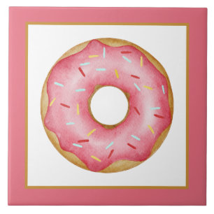 pink iced doughnut crafting bakery business  tile