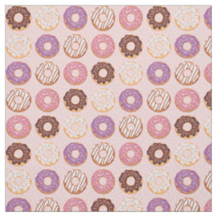 Pink Iced Doughnuts With Sprinkles Pattern Party Fabric