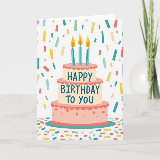 Pink Icing Candles Birthday Card (Front)