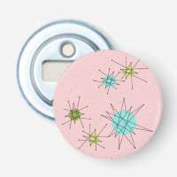 Pink Iconic Atomic Starbursts Button Bottle Opener