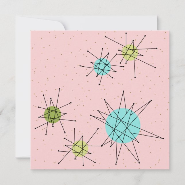 Pink Iconic Atomic Starbursts Invitations (Front)
