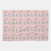 Pink Iconic Atomic Starbursts Kitchen Towel