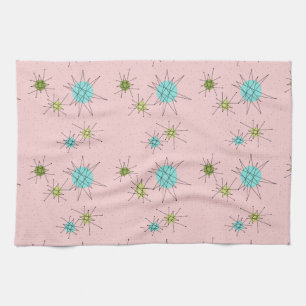 Pink Iconic Atomic Starbursts Kitchen Towel
