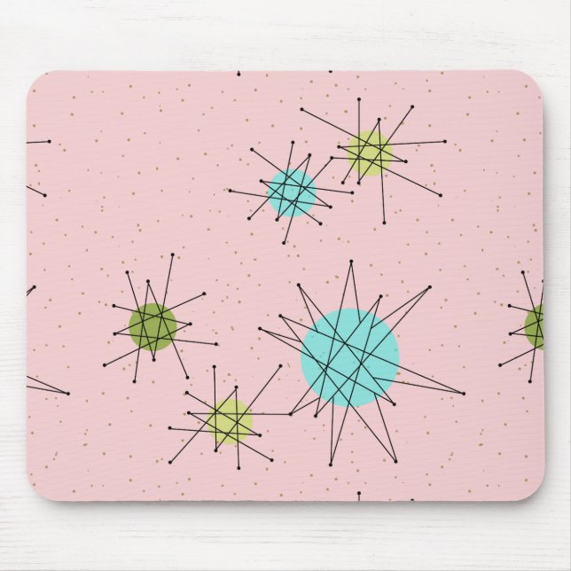 Pink Iconic Atomic Starbursts Mousepad (Front)