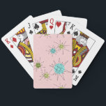 Pink Iconic Atomic Starbursts Playing Cards<br><div class="desc">This Pink Iconic Atomic Starbursts Playing Cards pattern features iconic atomic starbursts. That’s right! The old school, First Lady Pink coloured background with gold speckles is the perfect backdrop for the vibrant turquoise, soothing celery, and kitschy pear green coloured circles. The spots of colour are sporadically placed in various sizes...</div>