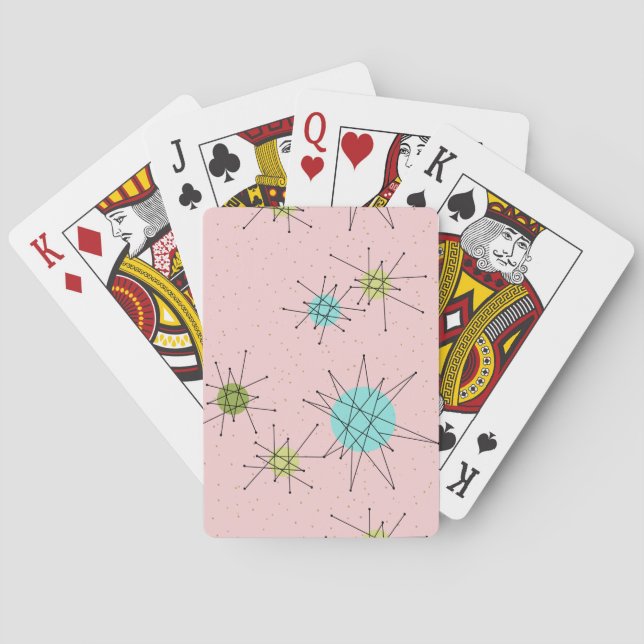 Pink Iconic Atomic Starbursts Playing Cards (Back)