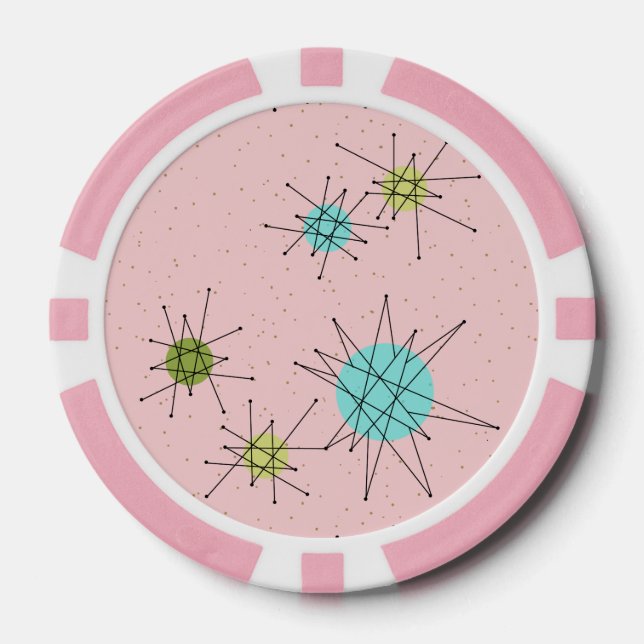 Pink Iconic Atomic Starbursts Poker Chip (Front)