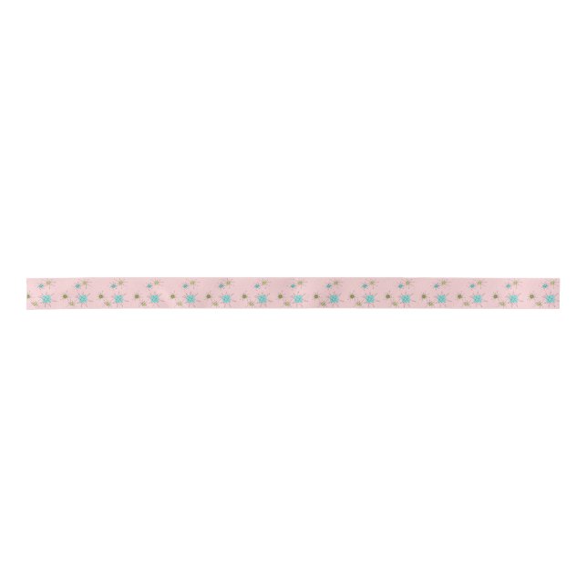 Pink Iconic Atomic Starbursts Ribbon Satin Ribbon (Front)