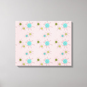 Pink Iconic Atomic Starbursts Stretched Canvas Print