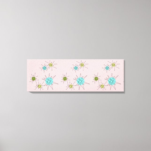 Pink Iconic Atomic Starbursts Stretched Canvas Print (Front)