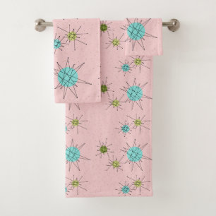 Pink Iconic Atomic Starbursts Towel Set