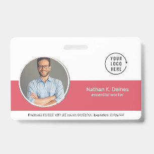 Pink ID Employee Photo ID Company Security Badge