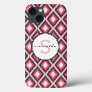 Pink Ikat Monogram iPhone 13 Case