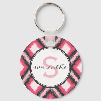 Pink Ikat Monogram Key Ring