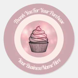 Pink illuminated cupcake business logo stickers