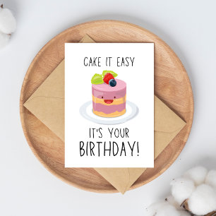 Pink Illustrated Simple Funny Birthday Card