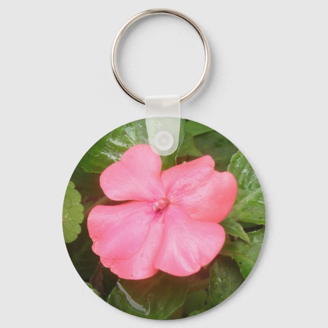 Pink Impatiens Flower Keychain (Front)